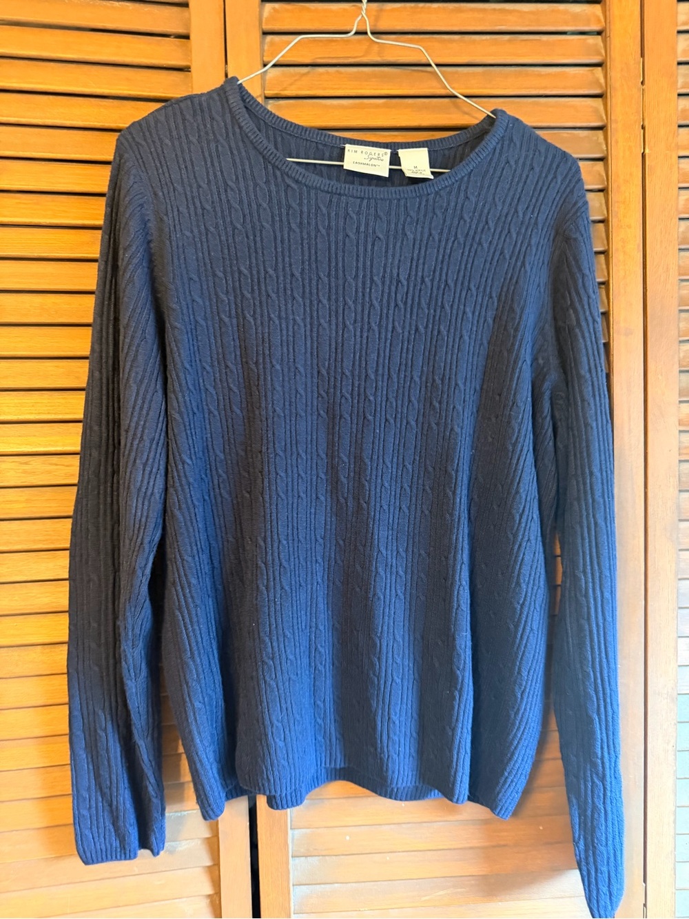 Kim Rogers Navy Cable-Knit Crewneck Sweater